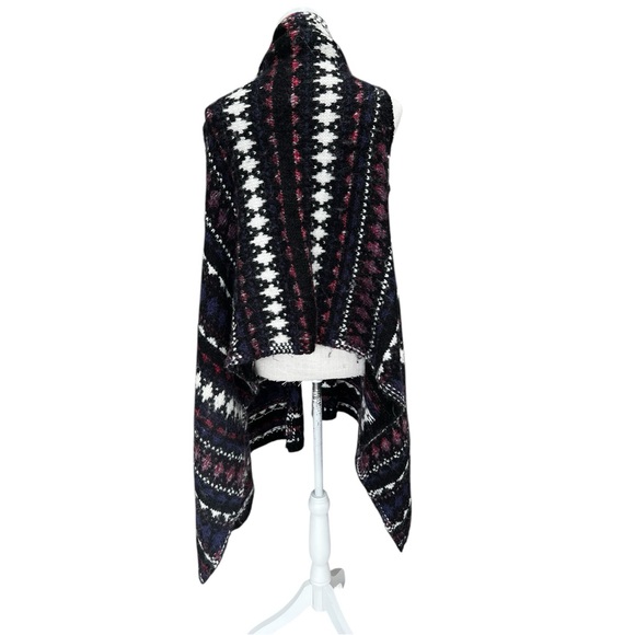 LOFT Fair Isle Knit Long Vest in Black with Purple & White - Picture 5 of 7
